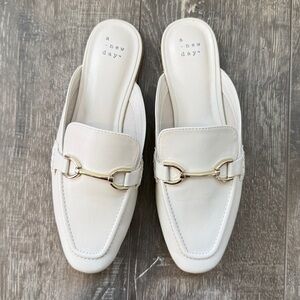 a new day Cream Mules with Gold Accent